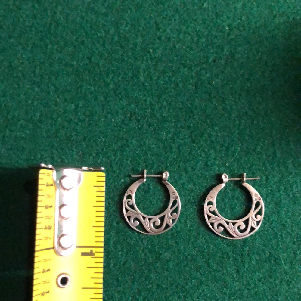 Vintage Sterling Silver Carved Earrings - Picture 3 of 3